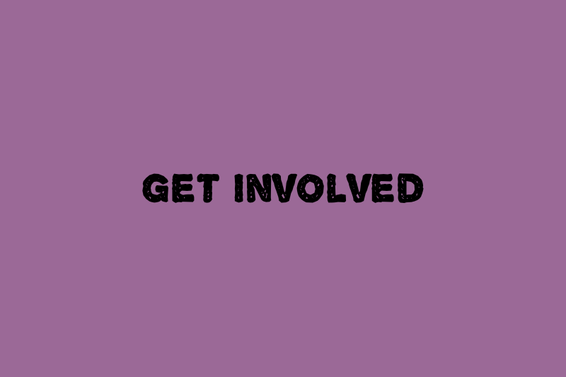 Purple Background with the title 'Get involved'