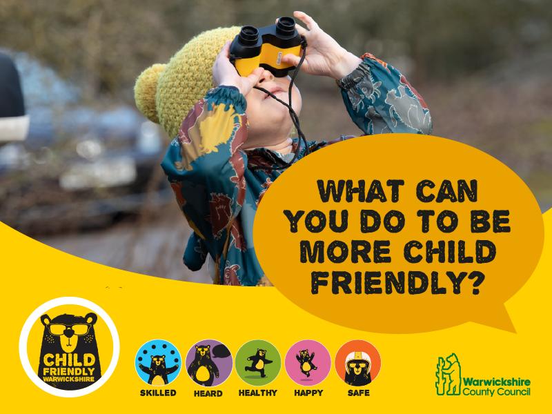 An image promoting child friendly Warwickshire for organisations