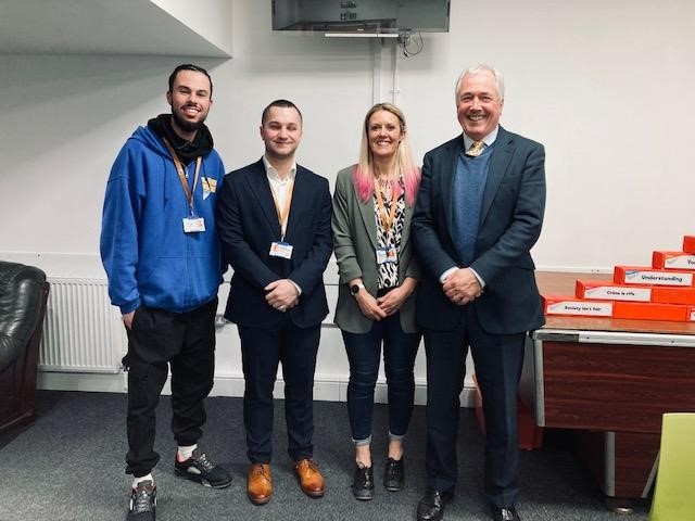 Lord Lieutenant Tim Cox with representatives of Young People First.