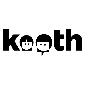 Kooth in black bold text with o's replaced with cartoon heads
