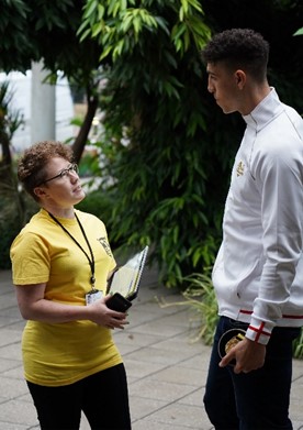 Jess Beddow interviewing Lewis Williams at the Riverside Glasshouse, Leamington