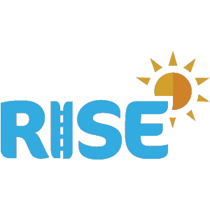 the word &#039;Rise&#039; in light clue with a sun peering over the letter E.