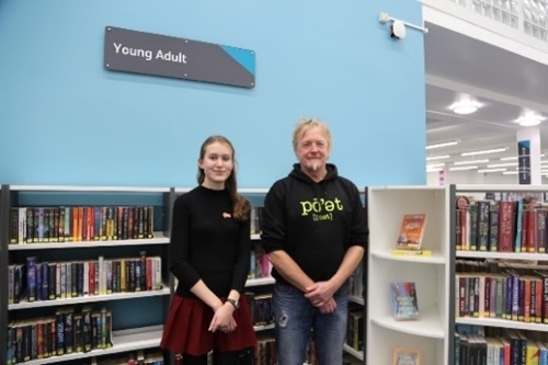Steve Pottinger and Emily Hunt at Rugby Library