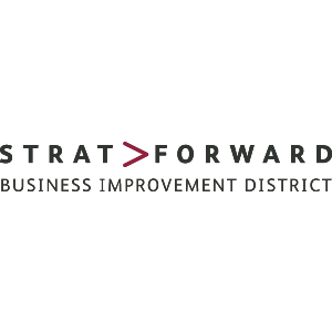 The word Stratforward with a arrow pointing right.