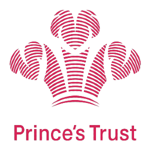 Red ruffles on a red head band with the text Prince's Trust below in red