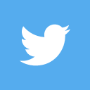 light blue square with white outline of bird