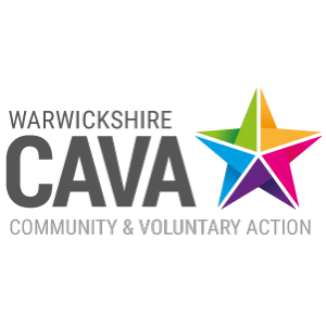 multicoloured star next to the words Warwickshire's Community and Volunteering Action