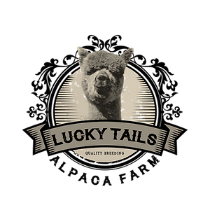 Lucky Tails Alpaca Farm logo with illustration of an alpaca