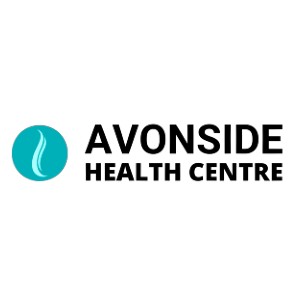 Light blue circle with a vertical wavy line next to the text 'Avonside Health Centre'
