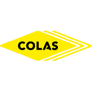Overlaid yellow diamonds in a row with black text over the top 'COLAS'